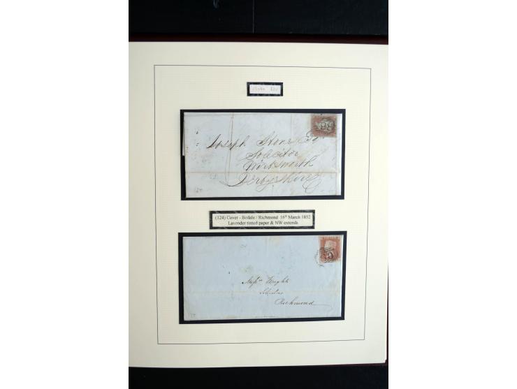 1841/51, Victoria 1 P. geschnitten, spezialisierte 2bändige, fast ausschließlich gestempelte Sammlung (ein ungebrauchter 6er-