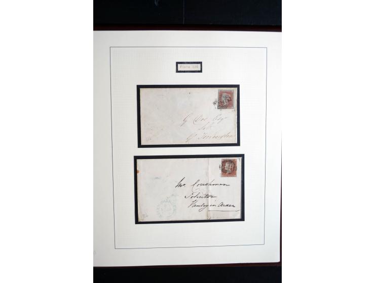 1841/51, Victoria 1 P. geschnitten, spezialisierte 2bändige, fast ausschließlich gestempelte Sammlung (ein ungebrauchter 6er-