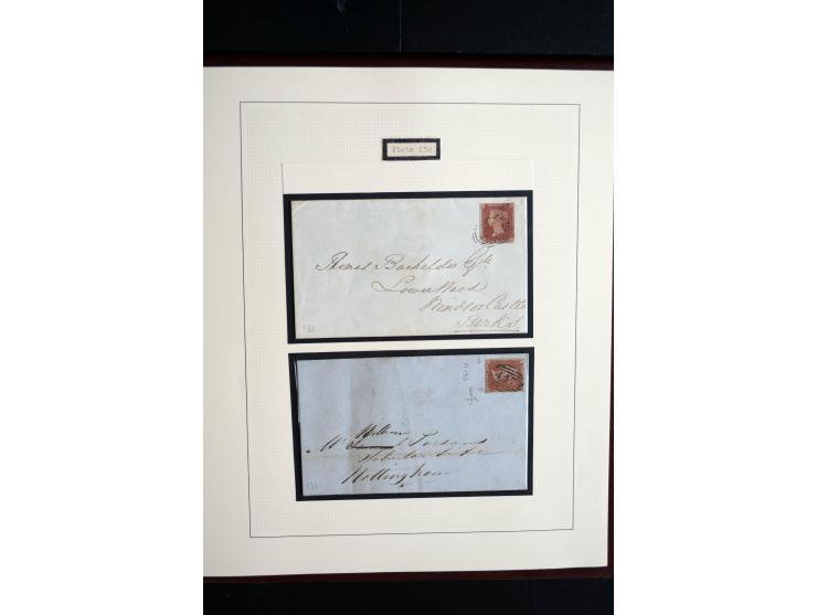 1841/51, Victoria 1 P. geschnitten, spezialisierte 2bändige, fast ausschließlich gestempelte Sammlung (ein ungebrauchter 6er-