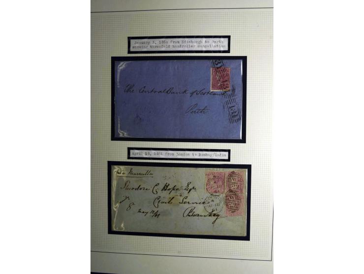 1855/92, Victoria surface-printed, gestempelte spezialisierte Sammlung (2 Werte ungebraucht) mit einigen schönen Briefen, dab