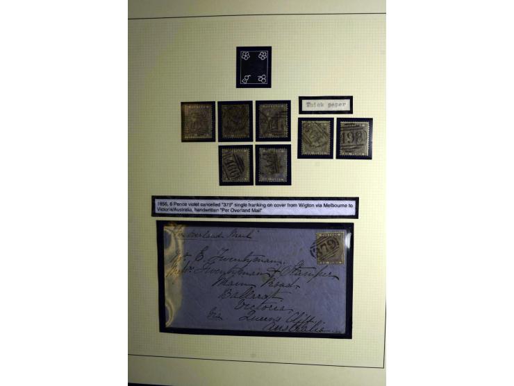 1855/92, Victoria surface-printed, gestempelte spezialisierte Sammlung (2 Werte ungebraucht) mit einigen schönen Briefen, dab