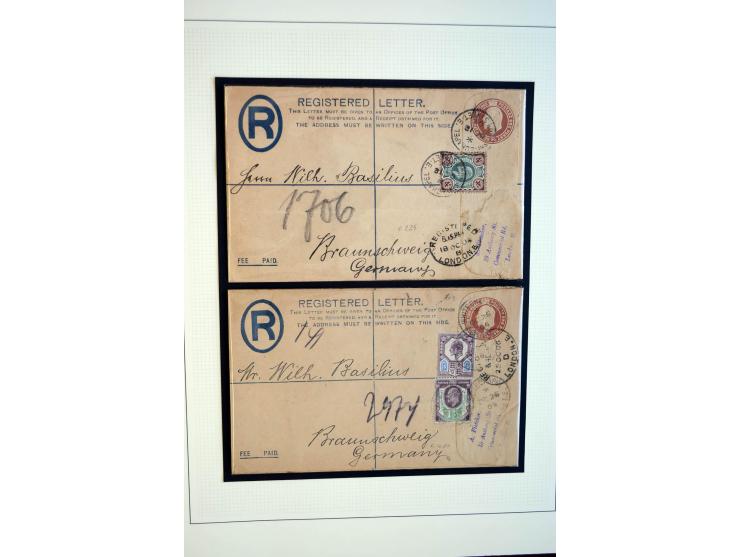 1902/13, Edward VII, gestempelte Sammlung mit 5 Briefen, spezialisiert gesammelt nach Drucken und Farben, dabei 7 Stück 1£ gr