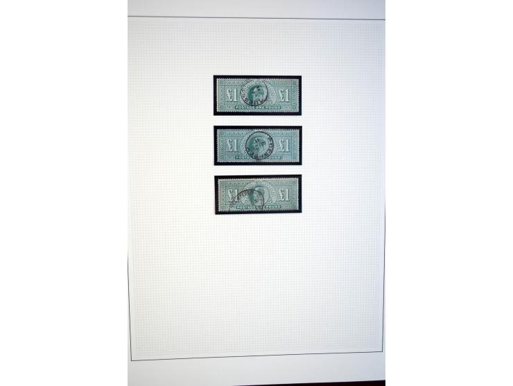 1902/13, Edward VII, gestempelte Sammlung mit 5 Briefen, spezialisiert gesammelt nach Drucken und Farben, dabei 7 Stück 1£ gr