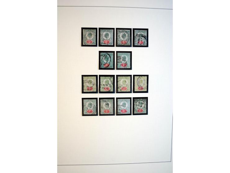 1902/13, Edward VII, gestempelte Sammlung mit 5 Briefen, spezialisiert gesammelt nach Drucken und Farben, dabei 7 Stück 1£ gr