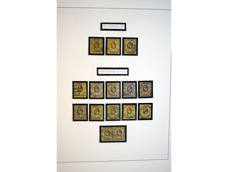 1902/13, Edward VII, gestempelte Sammlung mit 5 Briefen, spezialisiert gesammelt nach Drucken und Farben, dabei 7 Stück 1£ gr