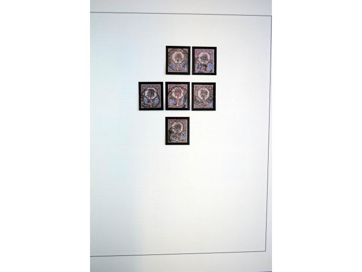 1902/13, Edward VII, gestempelte Sammlung mit 5 Briefen, spezialisiert gesammelt nach Drucken und Farben, dabei 7 Stück 1£ gr