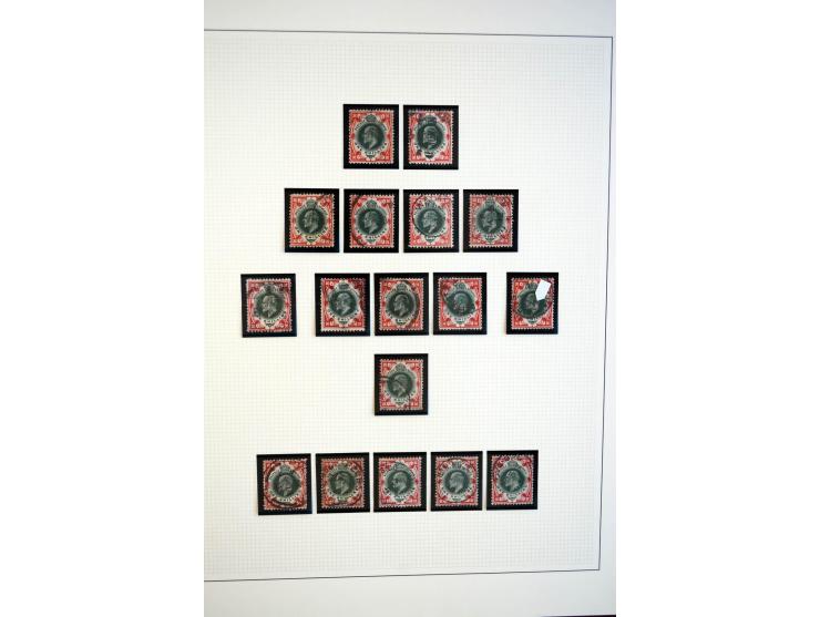 1902/13, Edward VII, gestempelte Sammlung mit 5 Briefen, spezialisiert gesammelt nach Drucken und Farben, dabei 7 Stück 1£ gr