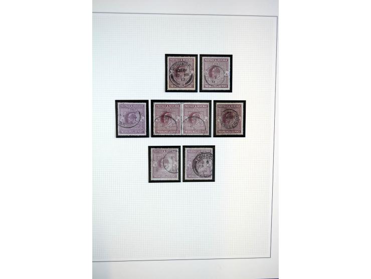 1902/13, Edward VII, gestempelte Sammlung mit 5 Briefen, spezialisiert gesammelt nach Drucken und Farben, dabei 7 Stück 1£ gr