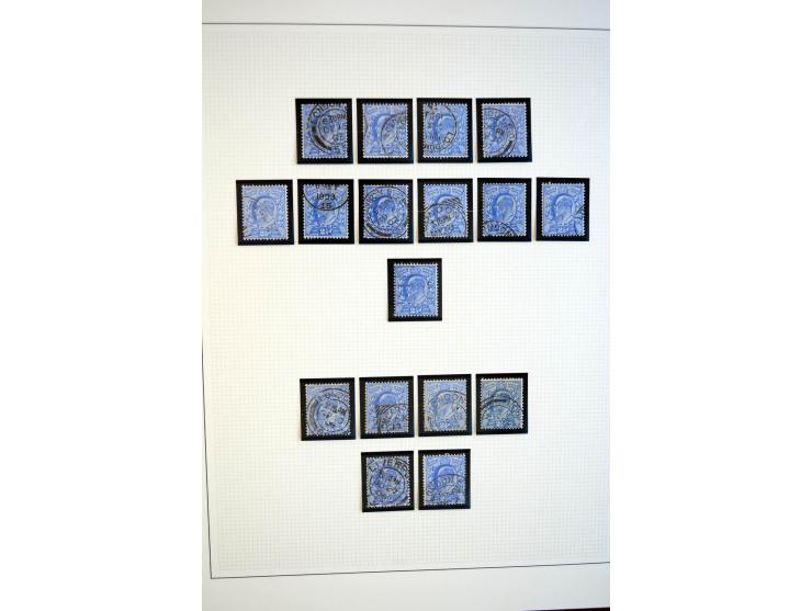1902/13, Edward VII, gestempelte Sammlung mit 5 Briefen, spezialisiert gesammelt nach Drucken und Farben, dabei 7 Stück 1£ gr