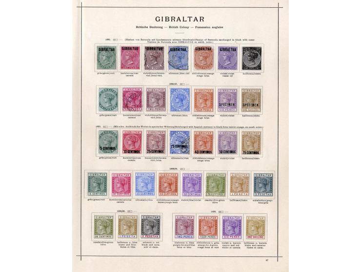 1840/1915 (ca.), ungebrauchte und gestempelte alte Sammlung, dabei diverse Shilling- und Pfundwerte, Auslandspostämter, Gibra