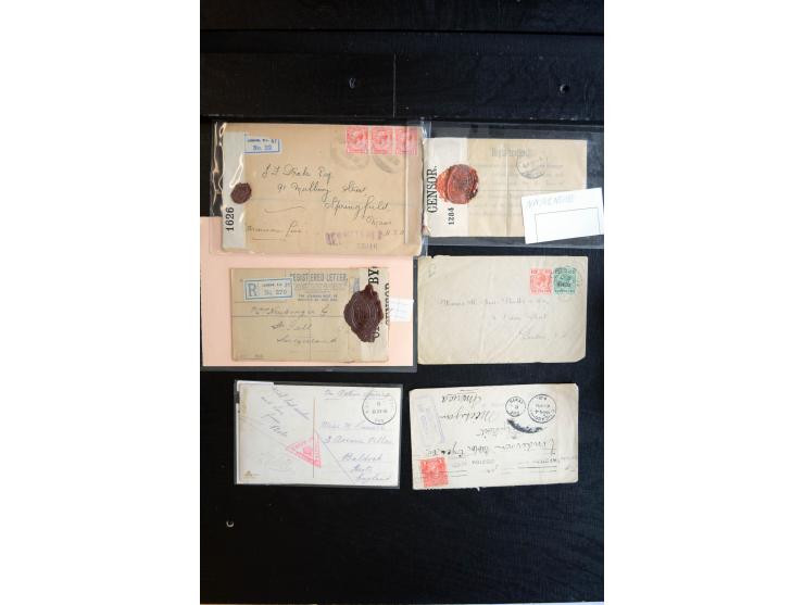 1914/45, Zensurpost I. und II. WK, einige hundert Briefe und Karten aus bzw. nach Großbritannien, dabei Feldpost, R-Briefe, v