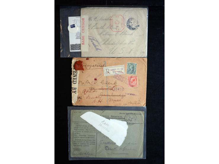 1914/45, Zensurpost I. und II. WK, einige hundert Briefe und Karten aus bzw. nach Großbritannien, dabei Feldpost, R-Briefe, v
