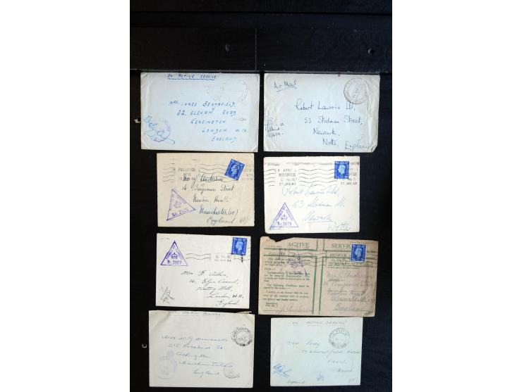 1914/45, Zensurpost I. und II. WK, einige hundert Briefe und Karten aus bzw. nach Großbritannien, dabei Feldpost, R-Briefe, v