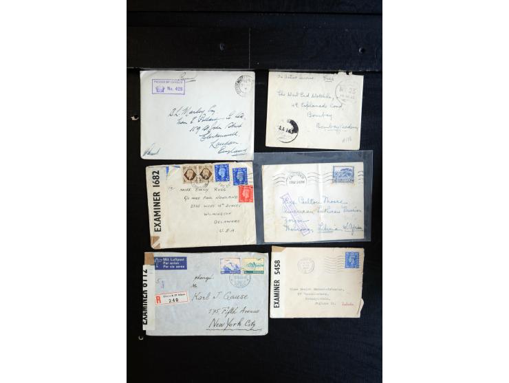 1914/45, Zensurpost I. und II. WK, einige hundert Briefe und Karten aus bzw. nach Großbritannien, dabei Feldpost, R-Briefe, v