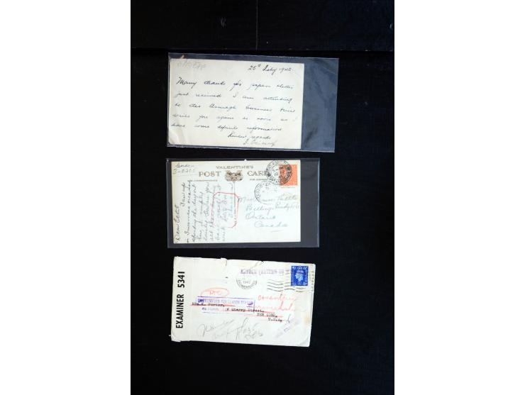 1914/45, Zensurpost I. und II. WK, einige hundert Briefe und Karten aus bzw. nach Großbritannien, dabei Feldpost, R-Briefe, v