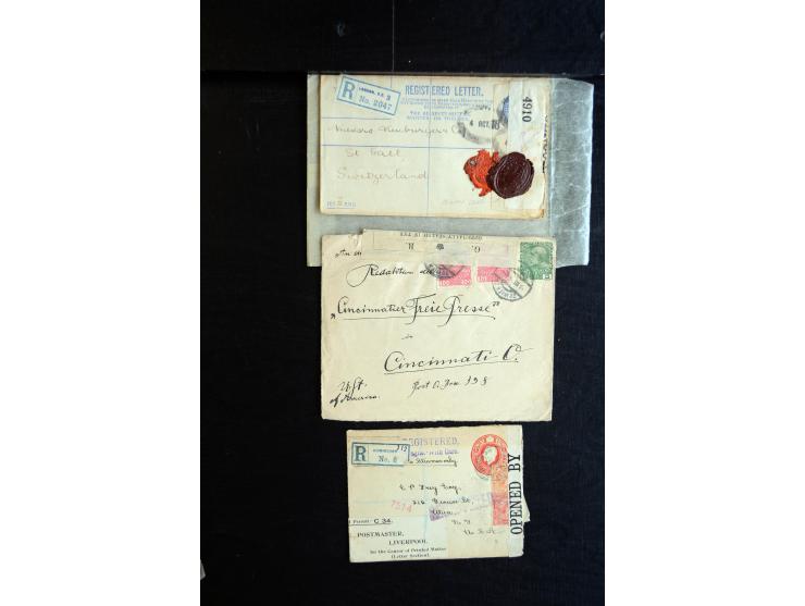 1914/45, Zensurpost I. und II. WK, einige hundert Briefe und Karten aus bzw. nach Großbritannien, dabei Feldpost, R-Briefe, v