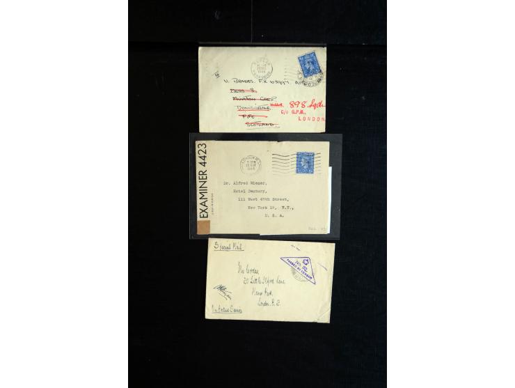 1914/45, Zensurpost I. und II. WK, einige hundert Briefe und Karten aus bzw. nach Großbritannien, dabei Feldpost, R-Briefe, v