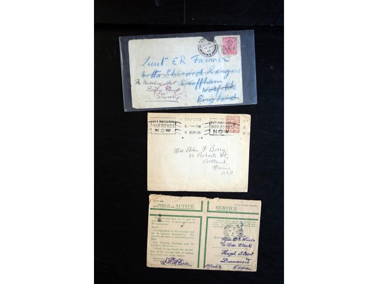 1915/60 (ca.), interessanter Posten mit englischer Feld- und Zensurpost ab dem I. WK mit vielen verschiedenen Zensuren, dabei