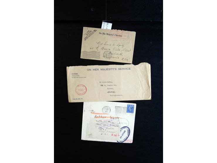 1915/60 (ca.), interessanter Posten mit englischer Feld- und Zensurpost ab dem I. WK mit vielen verschiedenen Zensuren, dabei