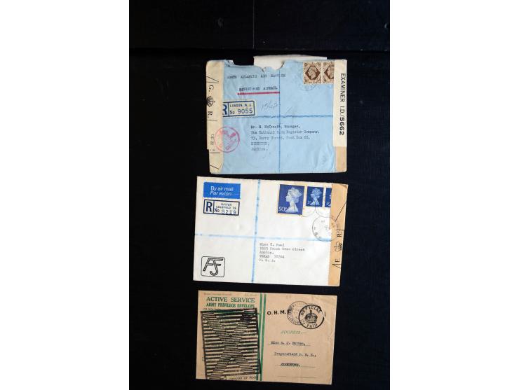 1915/60 (ca.), interessanter Posten mit englischer Feld- und Zensurpost ab dem I. WK mit vielen verschiedenen Zensuren, dabei