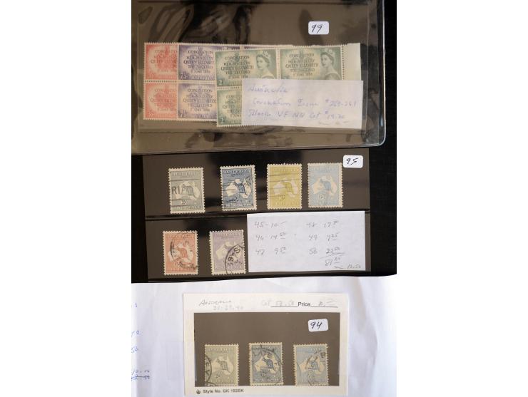 1854/1981, ungebrauchte/postfrische und gestempelte Partie in Teilsammlungen, Steckkarten und Tütchen, dabei Neusüdwales, Que