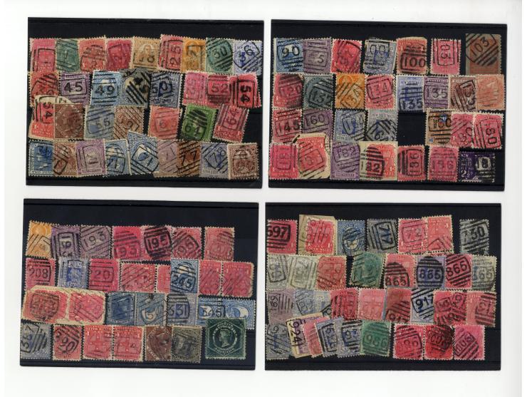 1856/1905 (ca.), Stempelsammlung (meist Nummernstempel) auf einigen hundert Marken aller Staaten, dazu Campbell H.M. Australi