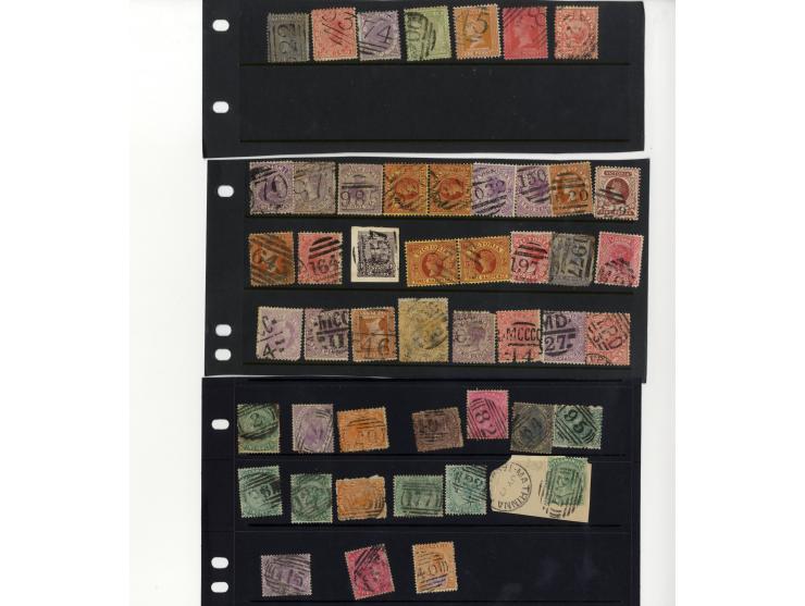 1856/1905 (ca.), Stempelsammlung (meist Nummernstempel) auf einigen hundert Marken aller Staaten, dazu Campbell H.M. Australi