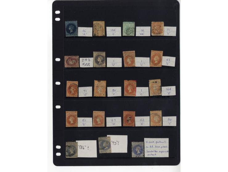 1856/1905 (ca.), Stempelsammlung (meist Nummernstempel) auf einigen hundert Marken aller Staaten, dazu Campbell H.M. Australi