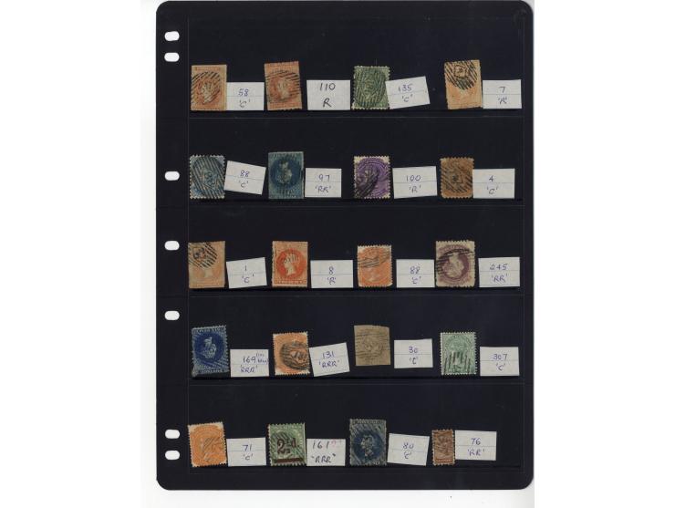 1856/1905 (ca.), Stempelsammlung (meist Nummernstempel) auf einigen hundert Marken aller Staaten, dazu Campbell H.M. Australi
