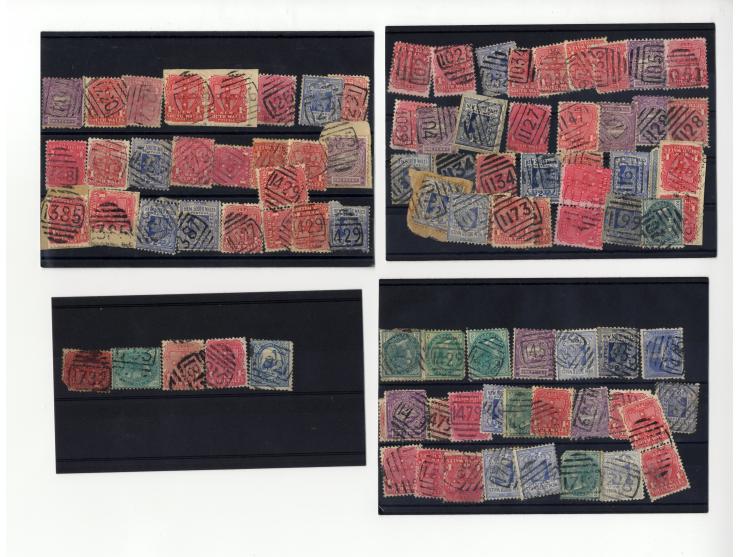 1856/1905 (ca.), Stempelsammlung (meist Nummernstempel) auf einigen hundert Marken aller Staaten, dazu Campbell H.M. Australi