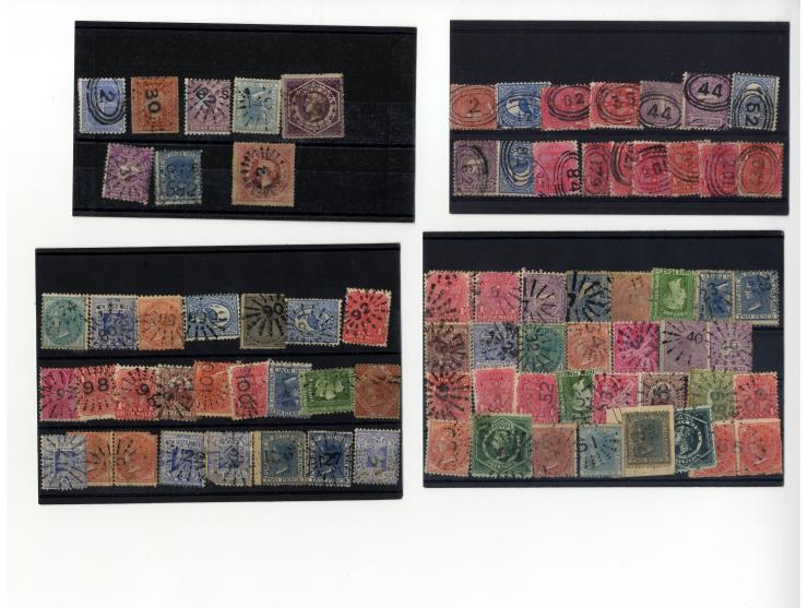 1856/1905 (ca.), Stempelsammlung (meist Nummernstempel) auf einigen hundert Marken aller Staaten, dazu Campbell H.M. Australi