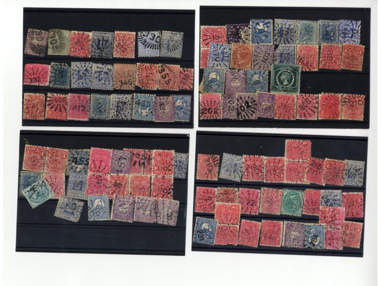 1856/1905 (ca.), Stempelsammlung (meist Nummernstempel) auf einigen hundert Marken aller Staaten, dazu Campbell H.M. Australi
