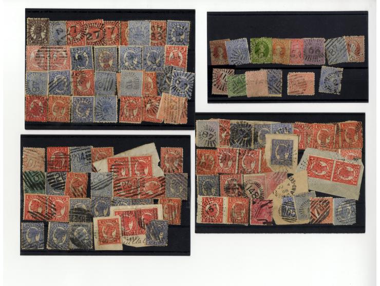 1856/1905 (ca.), Stempelsammlung (meist Nummernstempel) auf einigen hundert Marken aller Staaten, dazu Campbell H.M. Australi