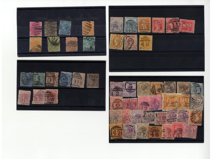 1856/1905 (ca.), Stempelsammlung (meist Nummernstempel) auf einigen hundert Marken aller Staaten, dazu Campbell H.M. Australi
