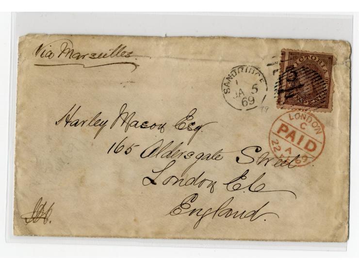 1852/1900, etwa 40 frankierte Briefe, dabei viele interessante und seltene Stücke, meist Auslandspost mit auch frühen Farbfra