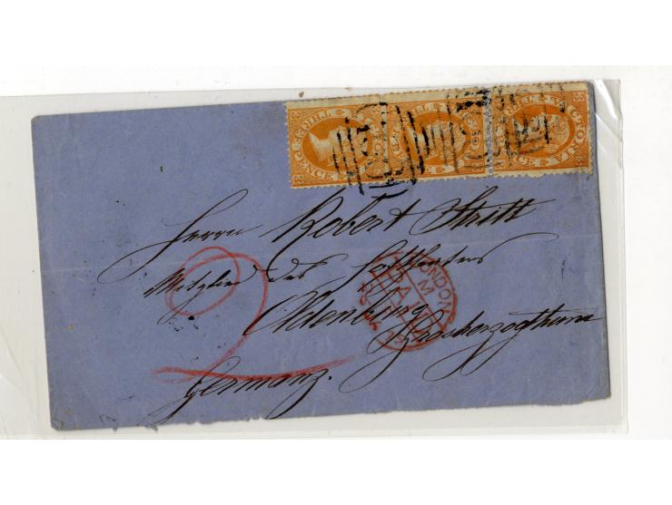 1852/1900, etwa 40 frankierte Briefe, dabei viele interessante und seltene Stücke, meist Auslandspost mit auch frühen Farbfra