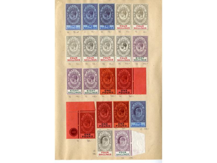 1886/1927 (ca.), saubere ungebrauchte Partie auf alten Auswahlseiten, dabei viele Pfund-Werte, u.a. 2 Stück Mi.-Nr. 92
