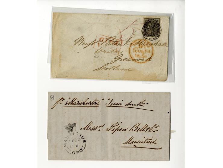 1850/60, 2 unfranierte und 2 frankierte Briefe, davon 3 Stück nach Mauritius, ex Sammlung "Frankfurt"