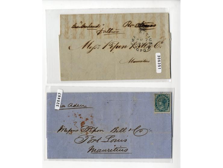 1850/60, 2 unfranierte und 2 frankierte Briefe, davon 3 Stück nach Mauritius, ex Sammlung "Frankfurt"