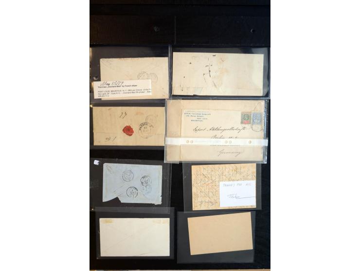 1818/1920 (ca.), 20 Briefe und Ganzsachen, dabei 2 Einschreiben, Overland Mail, Briefe nach Ägypten etc., ex Sammlung "Frankf