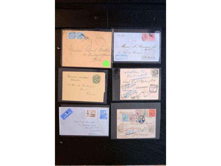 1818/1920 (ca.), 20 Briefe und Ganzsachen, dabei 2 Einschreiben, Overland Mail, Briefe nach Ägypten etc., ex Sammlung "Frankf