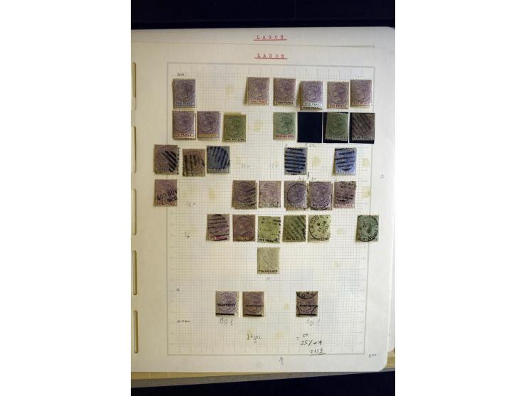 1874/1938, ungebrauchte und gestempelte Sammlung mit Lagos, Oil Rivers, Nigerküste, Nordnigeria und Nigeria, dabei viele gute