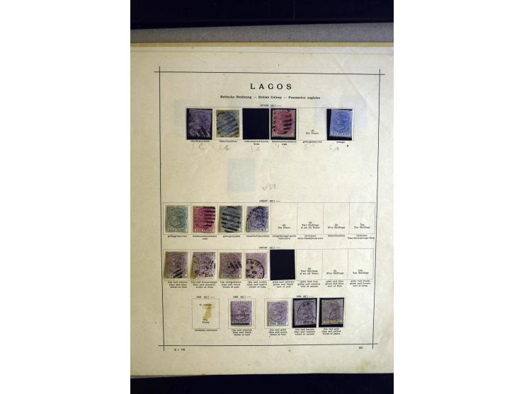 1874/1938, ungebrauchte und gestempelte Sammlung mit Lagos, Oil Rivers, Nigerküste, Nordnigeria und Nigeria, dabei viele gute