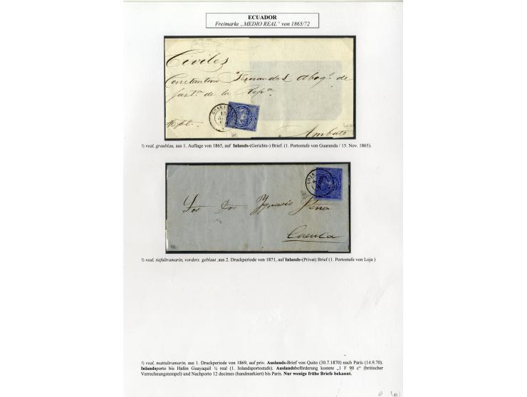 1865/66, sehr interessante Partie von 23 Briefe, Briefteile und Vorderseiten, dabei 1 R. grün im 6er-Streifen und Einzelwert 