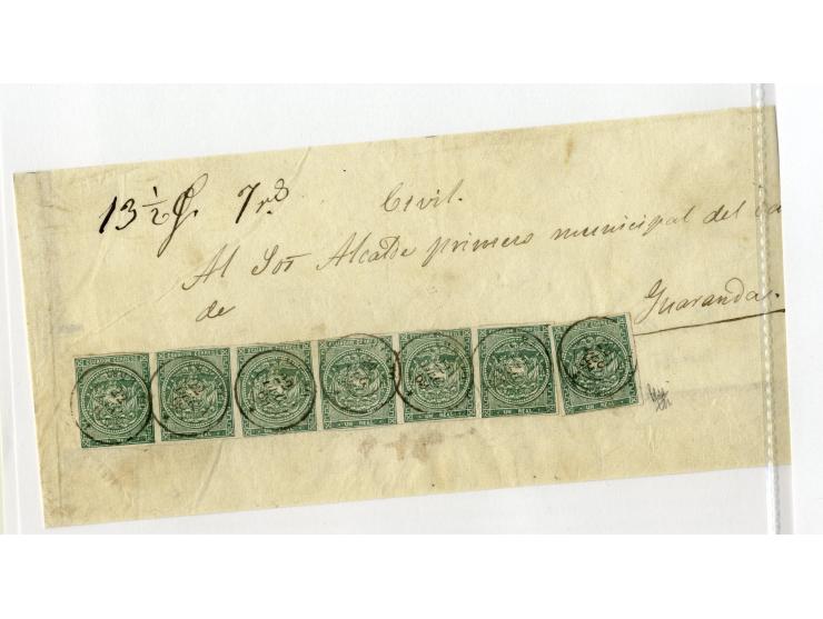 1865/66, sehr interessante Partie von 23 Briefe, Briefteile und Vorderseiten, dabei 1 R. grün im 6er-Streifen und Einzelwert 