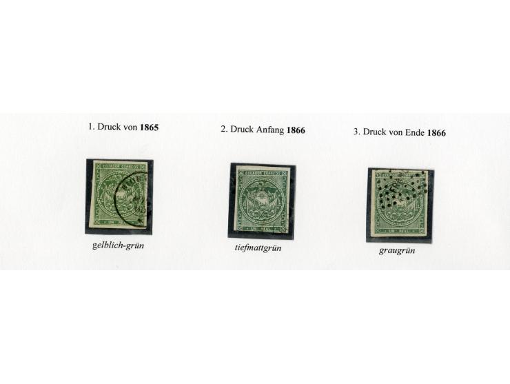 1865/66, sehr interessante Partie von 23 Briefe, Briefteile und Vorderseiten, dabei 1 R. grün im 6er-Streifen und Einzelwert 