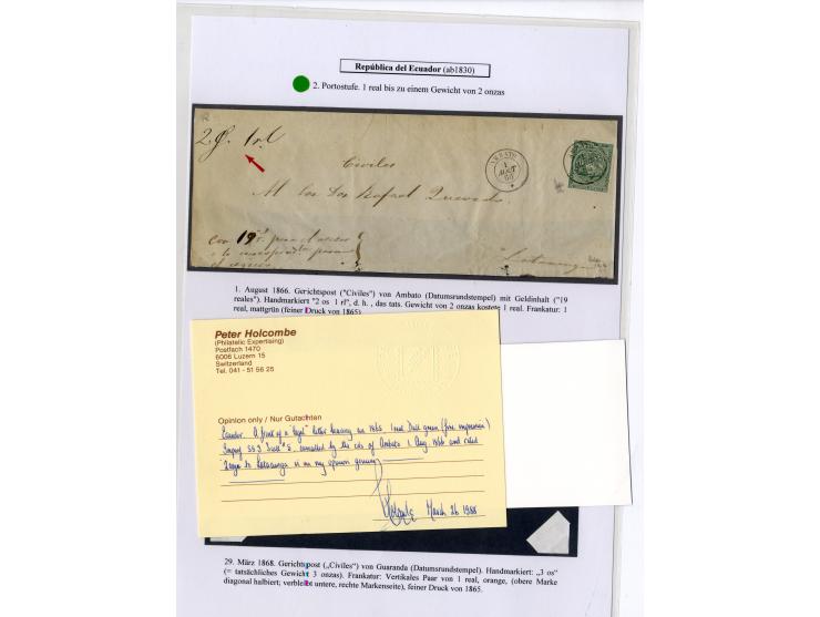 1865/66, sehr interessante Partie von 23 Briefe, Briefteile und Vorderseiten, dabei 1 R. grün im 6er-Streifen und Einzelwert 