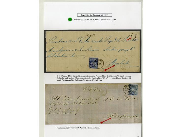 1865/66, sehr interessante Partie von 23 Briefe, Briefteile und Vorderseiten, dabei 1 R. grün im 6er-Streifen und Einzelwert 