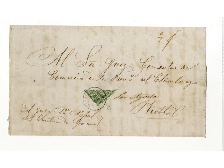 1865/66, sehr interessante Partie von 23 Briefe, Briefteile und Vorderseiten, dabei 1 R. grün im 6er-Streifen und Einzelwert 