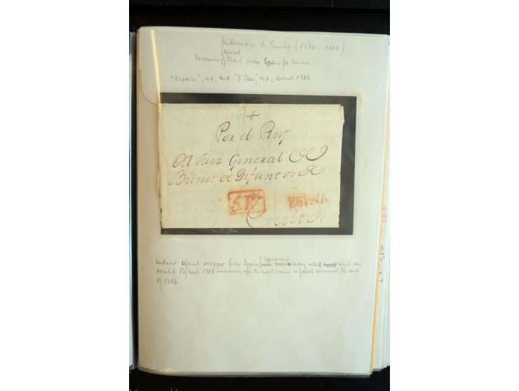 1830/60, sehr interessante und umfangreiche Sammlung mit über 140 Briefe und Vorderseiten, dabei "BOLIVAR FRANCA.",
"AMBATO"